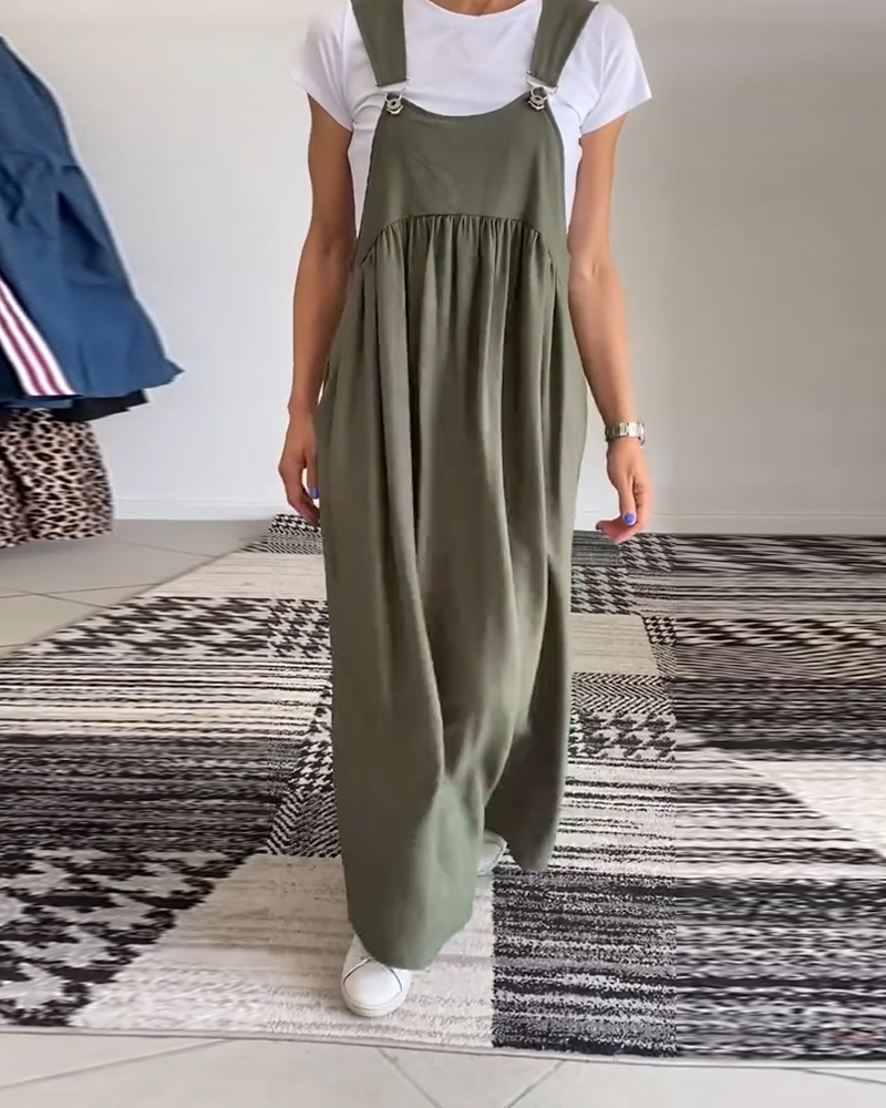 Casual Jurk in Effen Kleur met Bandjes