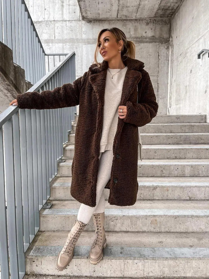 Comfortabele Longline Wollen Jas voor Dames