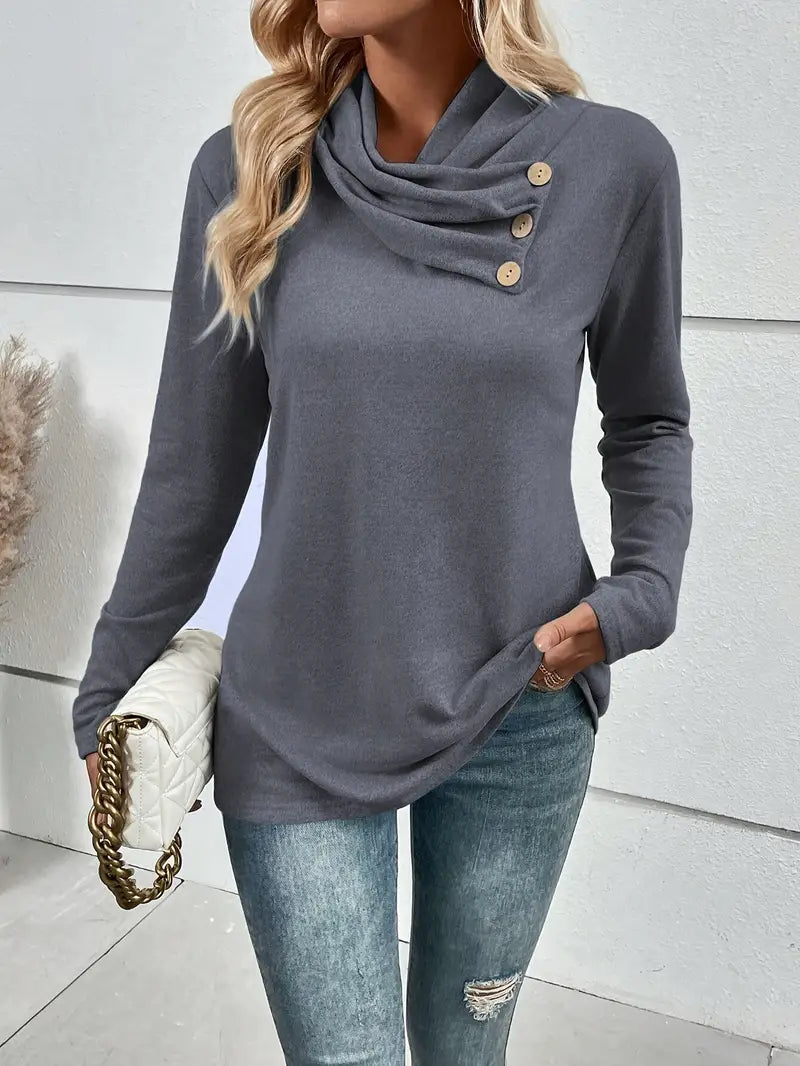 Elegante Long Sleeve Sweater met Cowl Neck
