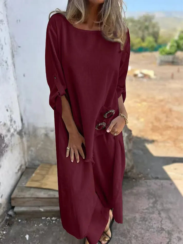 Chique V-hals Flowy Midi Jurk