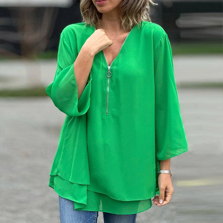 Luchtige Chiffon Blouse met Rits
