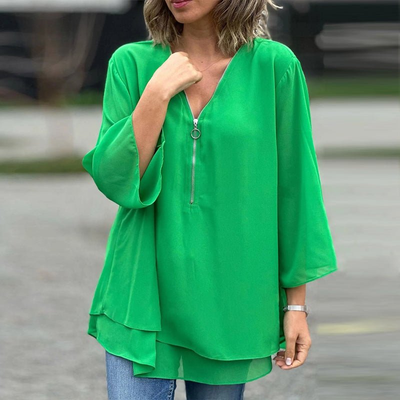 Luchtige Chiffon Blouse met Rits