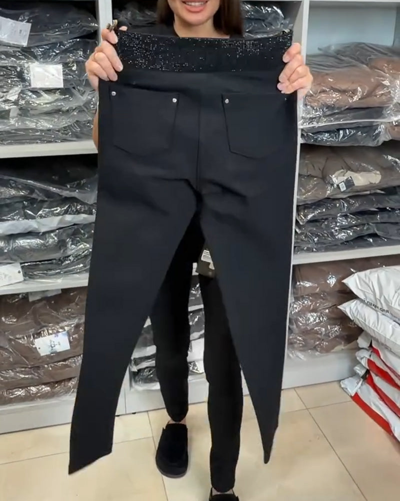 Stijlvolle Stretchbroek in Effen Kleur