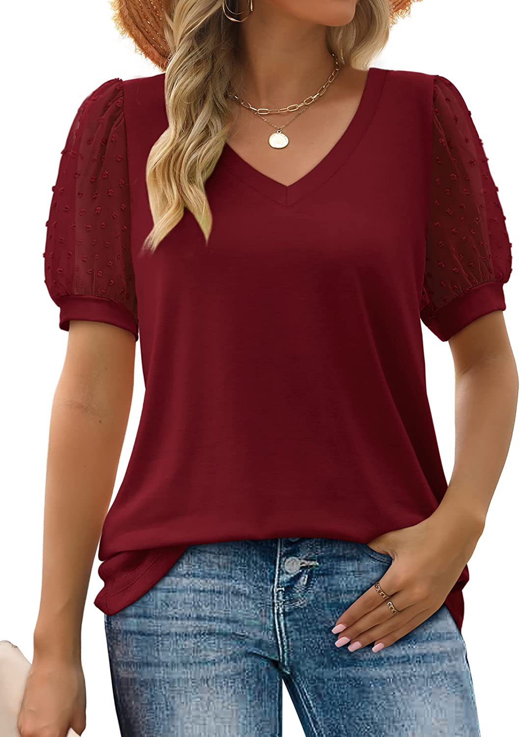 V-hals Blouse met Mouwen en Buikbedekking