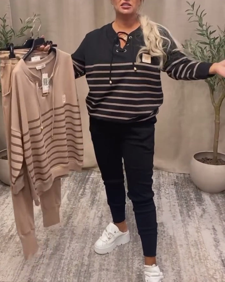 Casual gestreepte enkelsport tweedelige sets
