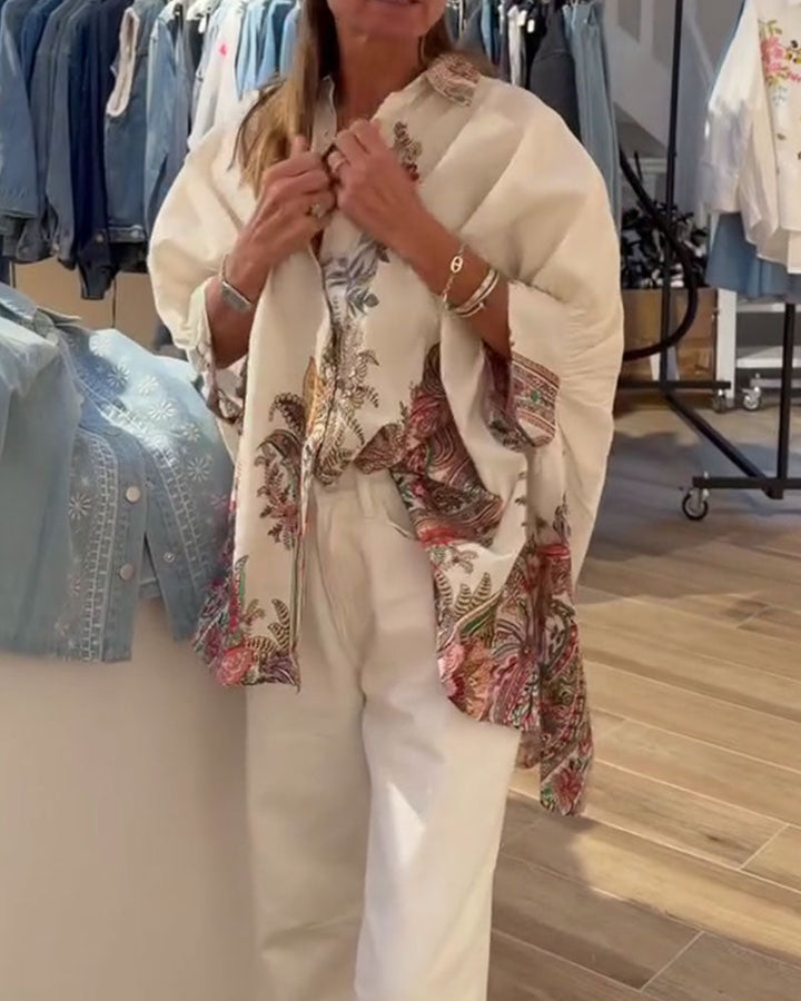 Shirt met etnische print in losse pasvorm