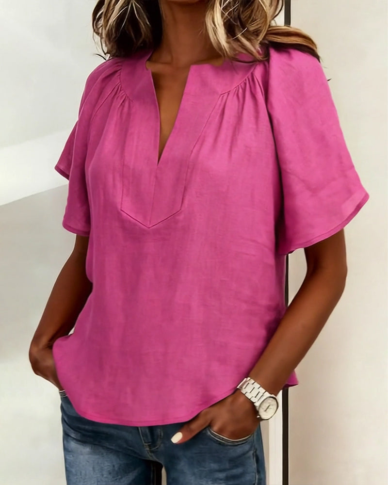 Blouse met raglanmouwen in effen kleur