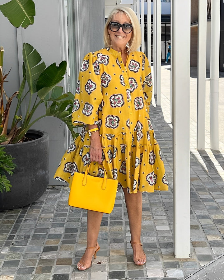 Bedrukte Loose Pleated Jurk