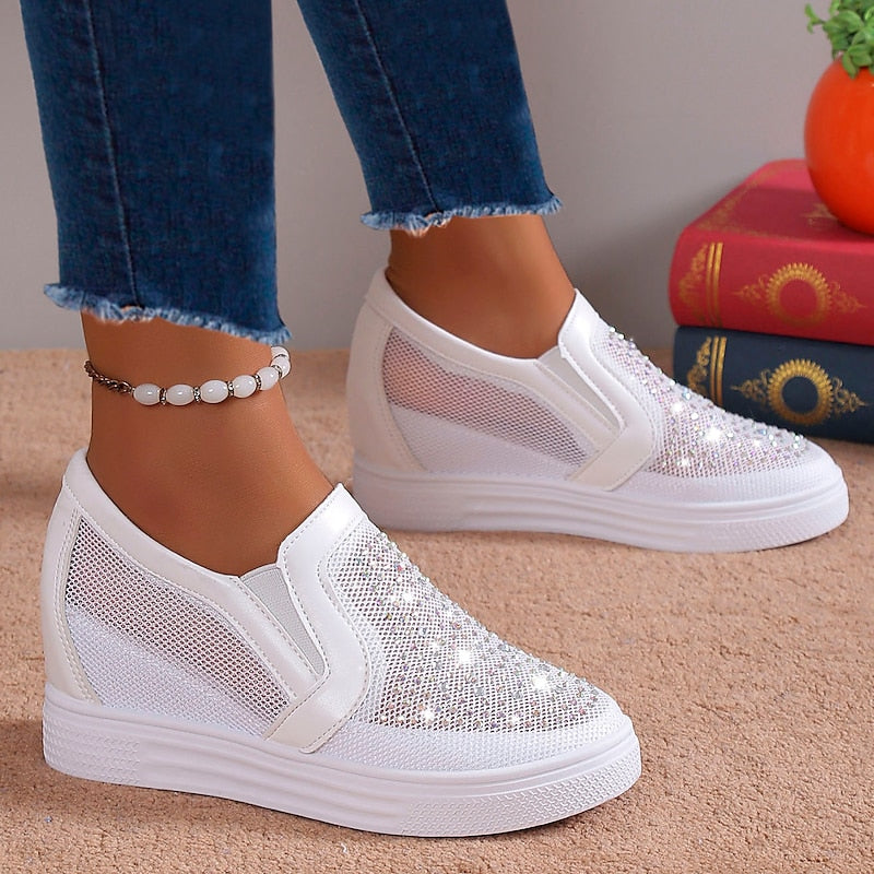 Dames Sneakers Met Witte Kristallen