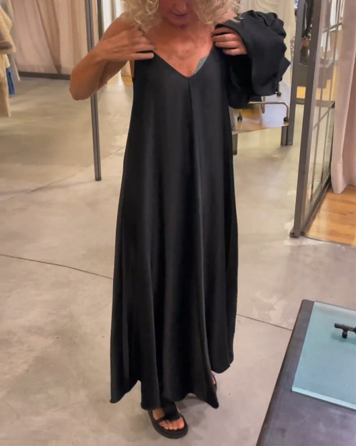 Effen top en suspender jurk tweedelige set