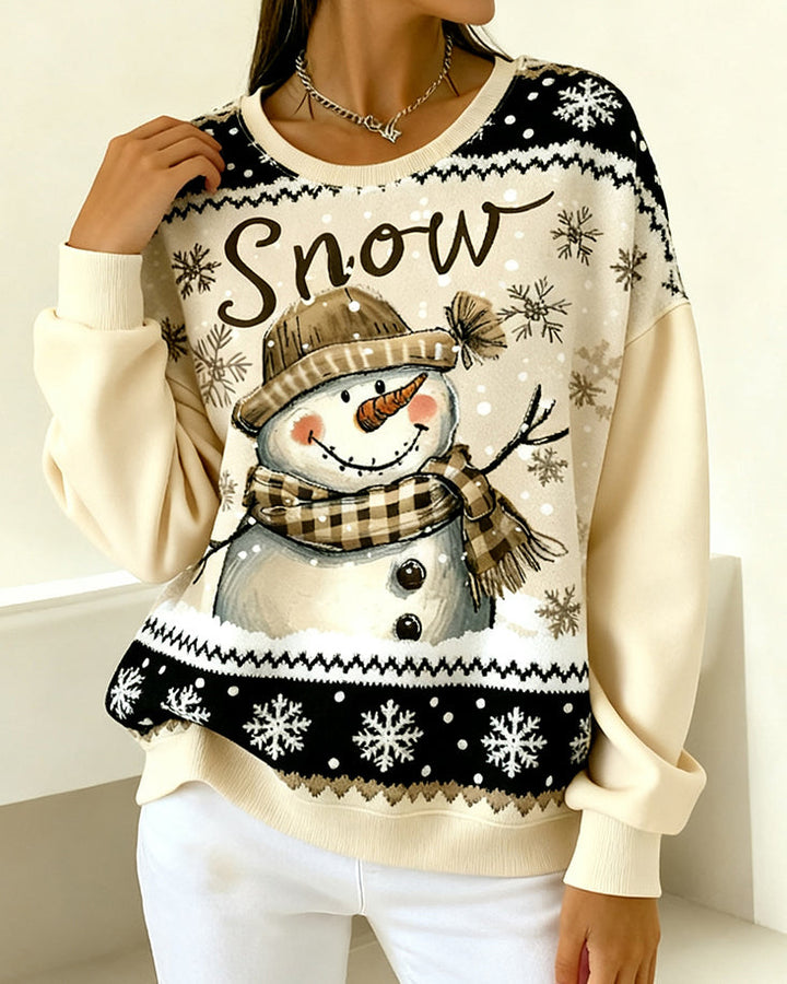 Sweatshirt met lange mouwen en sneeuwmanprint