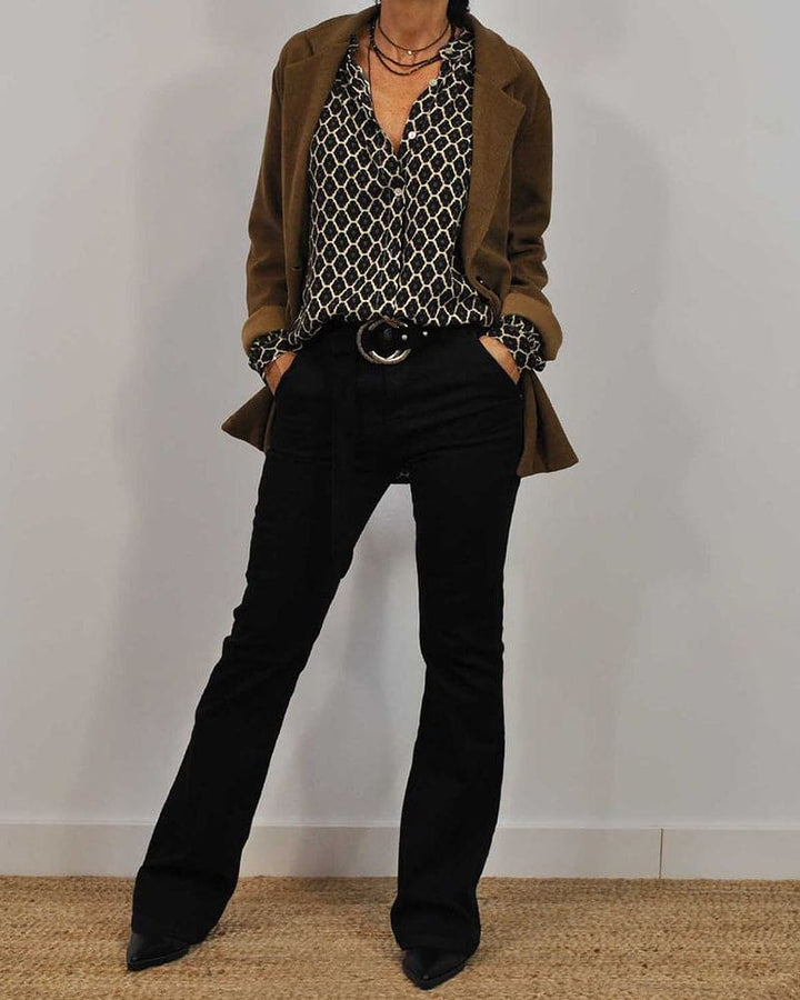 Ontspannen V-hals midi-shirt