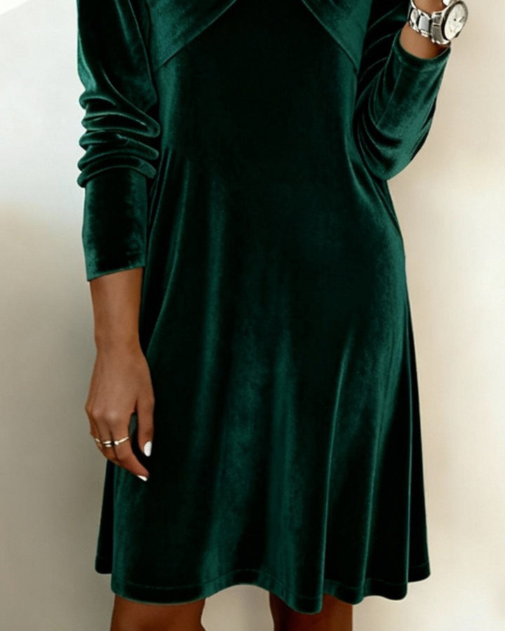 Velvet jurk met lange mouwen en twistknop