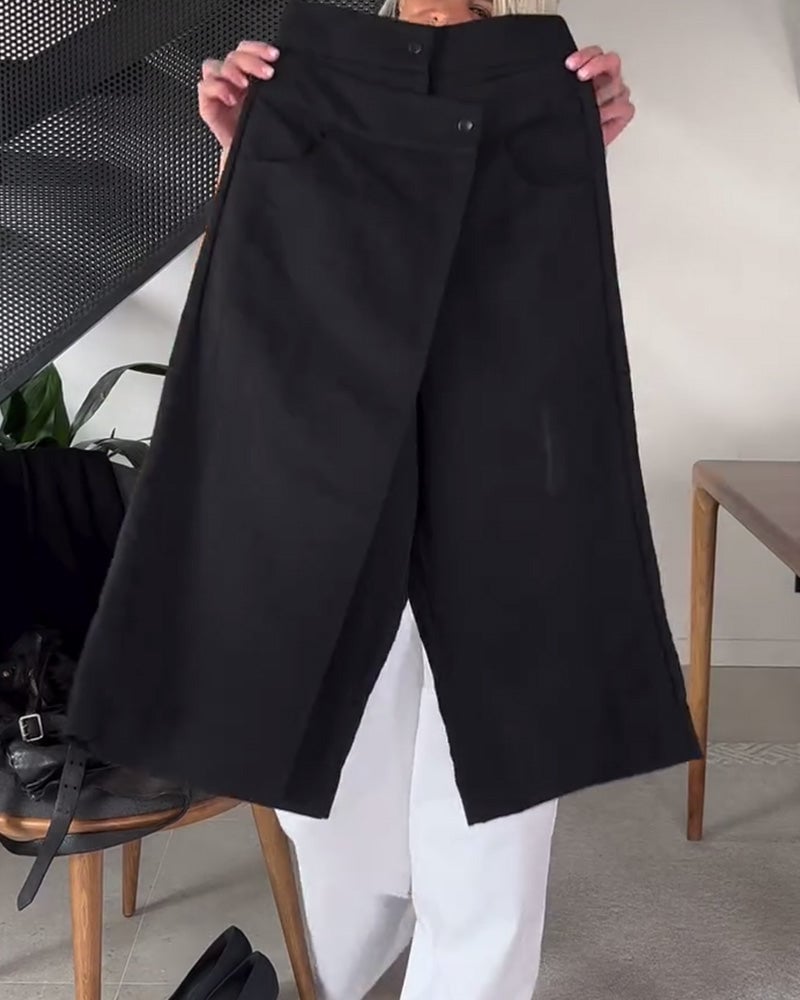 Eenvoudige effen asymmetrische casual broek