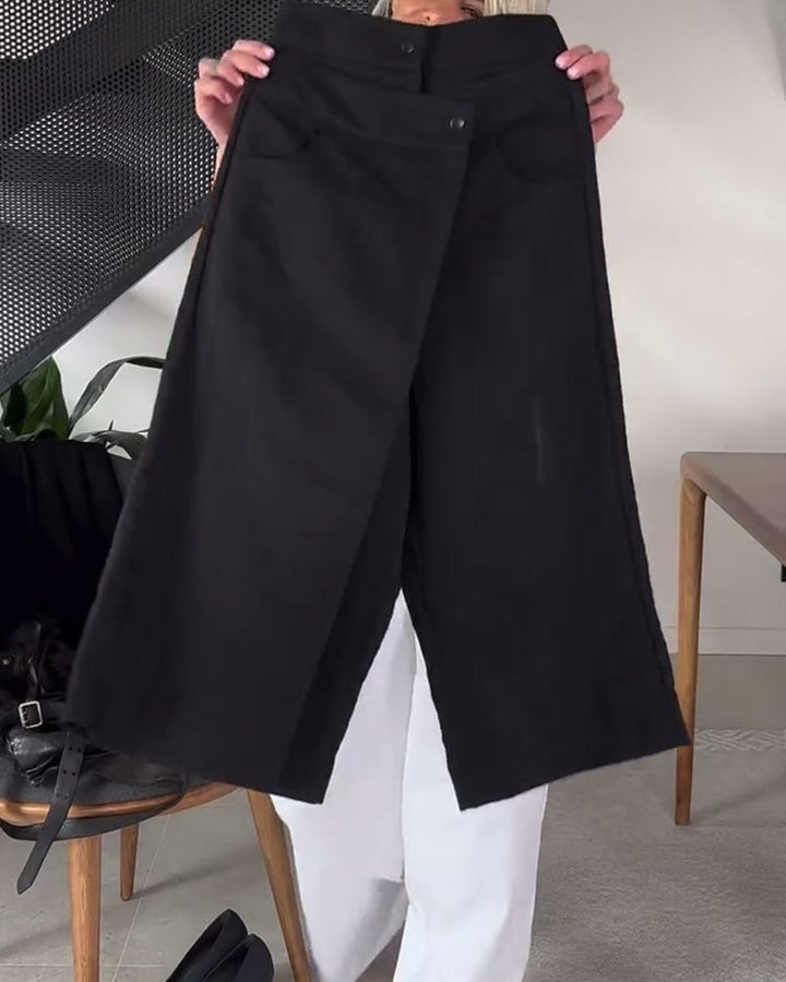 Eenvoudige effen asymmetrische casual broek