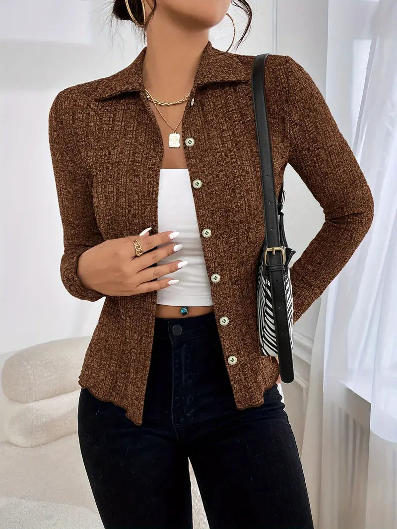 Gebreide polyester cardigan voor dames