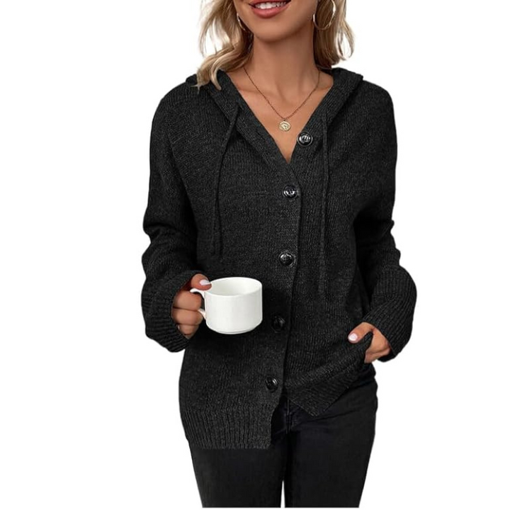 Gebreide warme cardigan met knopen voor dames