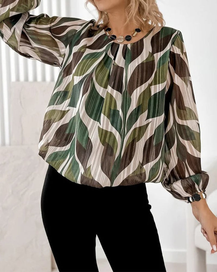 Blouse met lampionmouwen en ronde hals