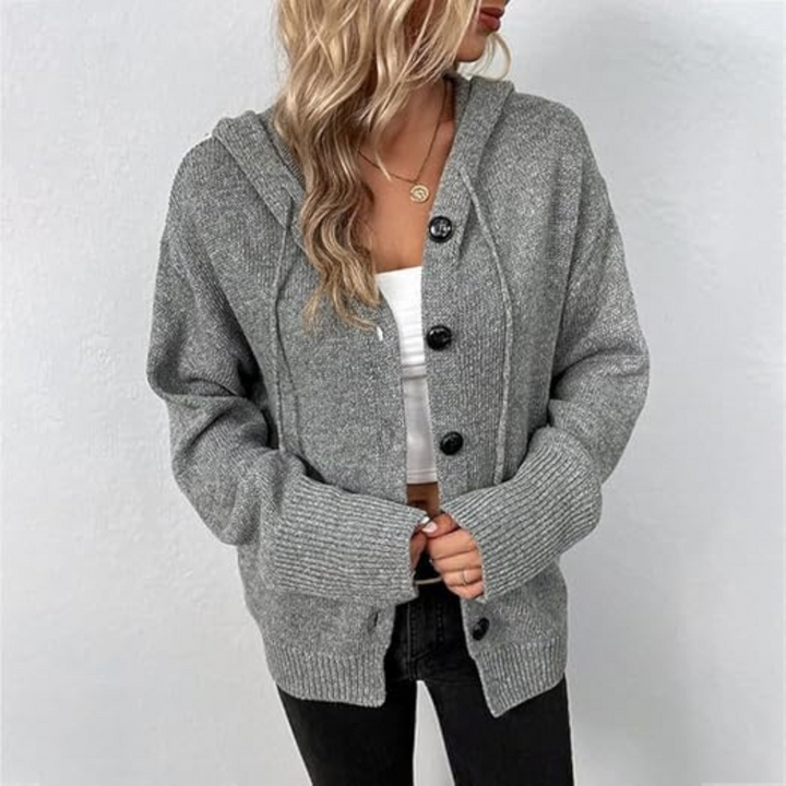 Gebreide warme cardigan met knopen voor dames