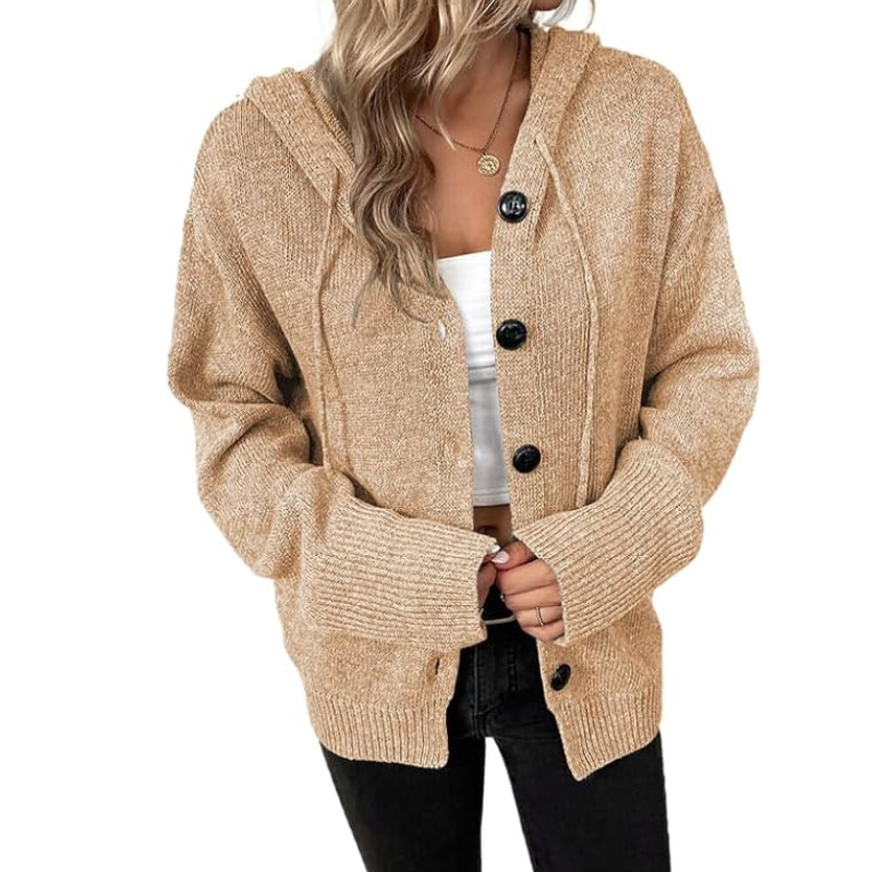 Gebreide warme cardigan met knopen voor dames