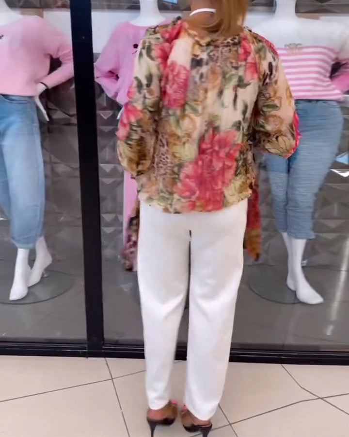 V-hals blouse met bloemenprint