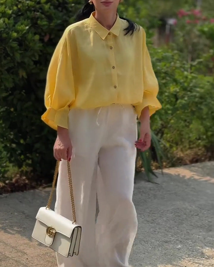 Casual blouse met lange mouwen en knoopsluiting