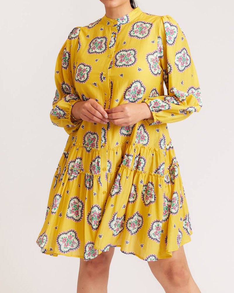 Bedrukte Loose Pleated Jurk