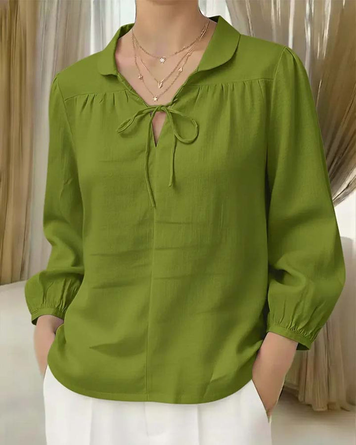 Blouse met Peter Pan Collar Tie in effen kleur