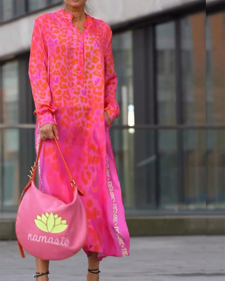 Jurk met luipaardprint en lange mouwen