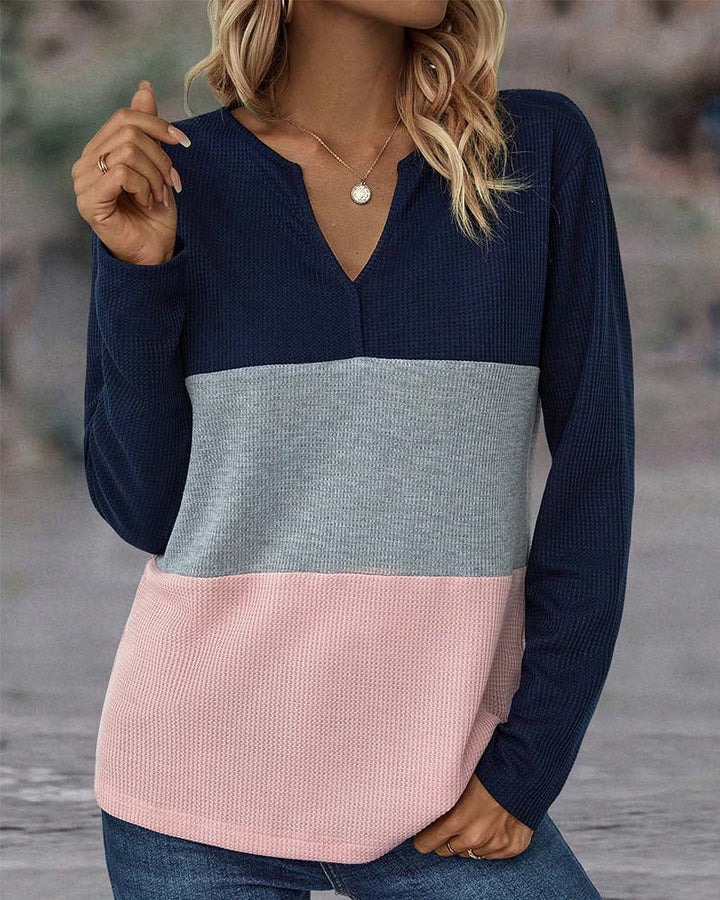 V-hals colour block top