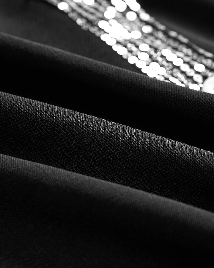 Casual top met sequin-panelen en knoopjes