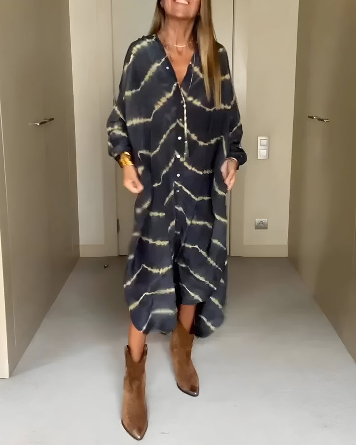 Luchtige Boho Maxi-jurk met gestreept patroon