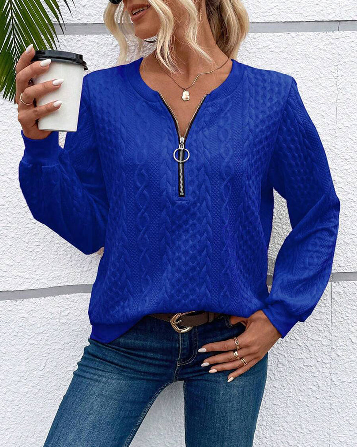 Casual sweatshirt met lange mouwen en rits