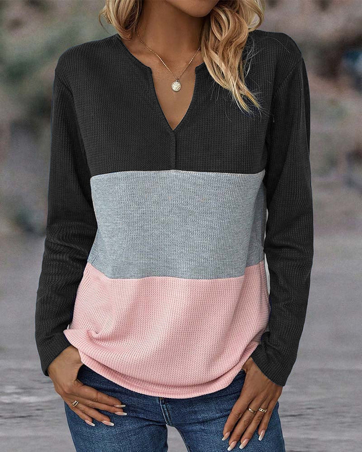 V-hals colour block top