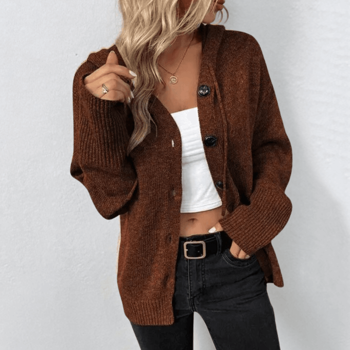 Gebreide warme cardigan met knopen voor dames