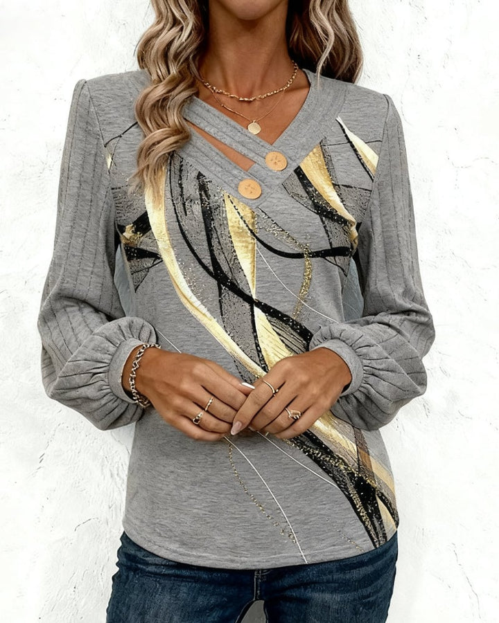 Top met gestreepte print en lampionmouwen