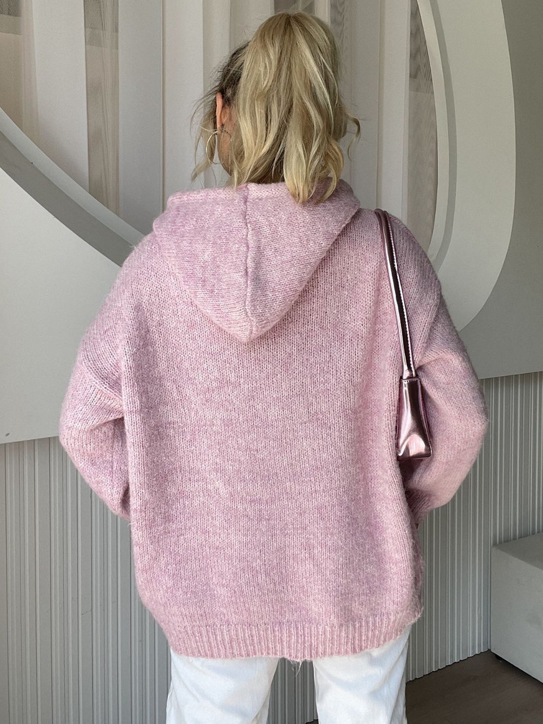 Hoodie Cardigan met trekkoord en knopen