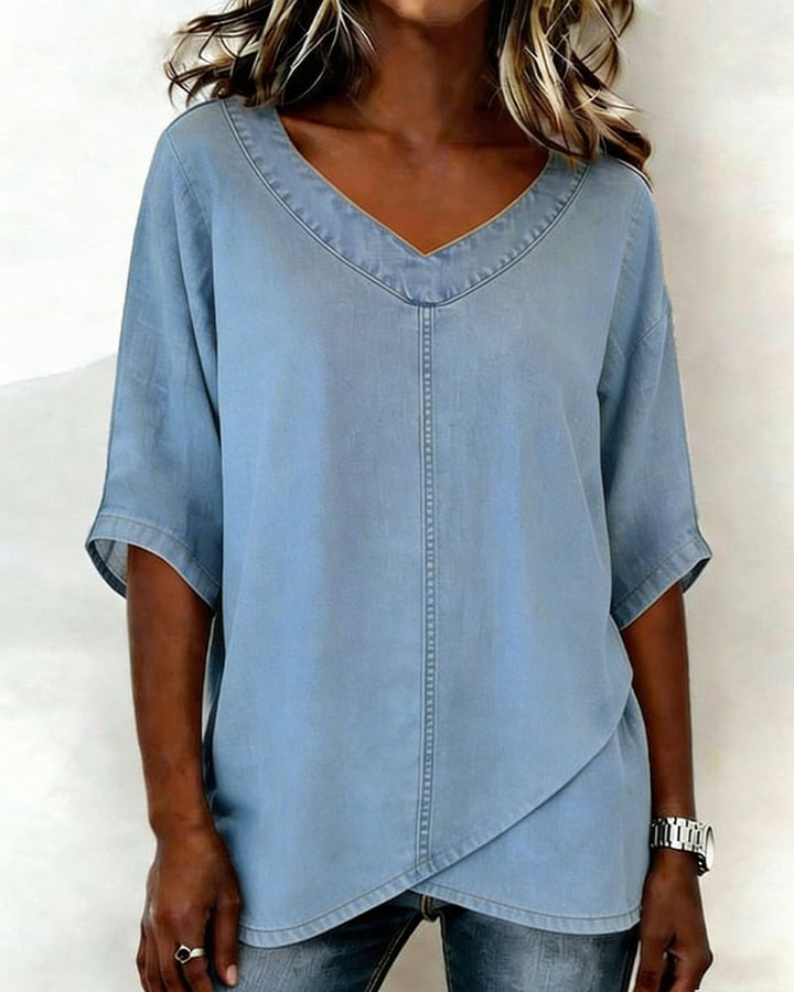 Casual gestreepte top met V-hals