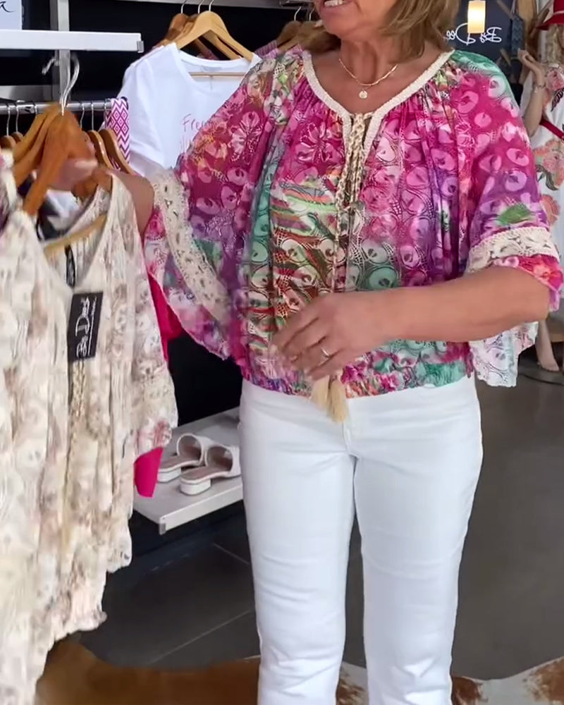 Bohemian print blouse met losse pasvorm
