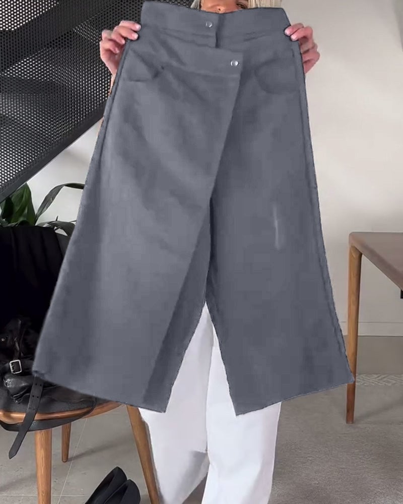 Eenvoudige effen asymmetrische casual broek