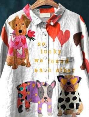 Whimsical Dog Art Tee met Lola Print