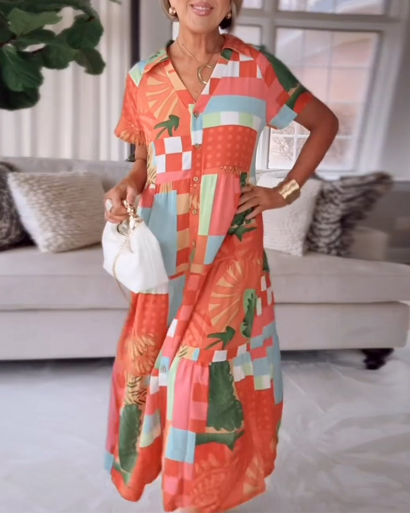 Casual jurk met print en korte mouwen