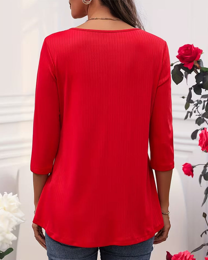 Elegante Patchwork Top met lange mouwen