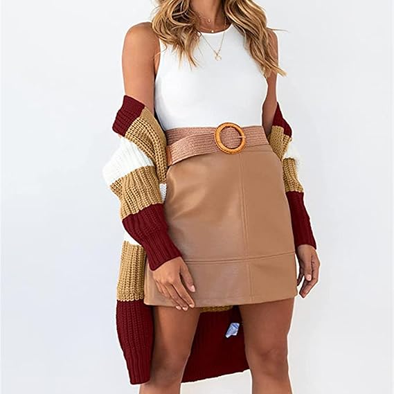Contrast Sweater Cardigan met zak voor dames