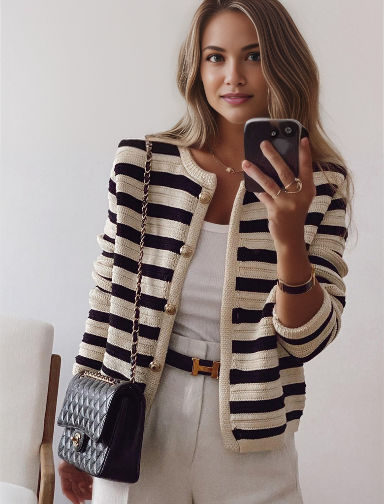Tijdloos Gestreepte Cardigan