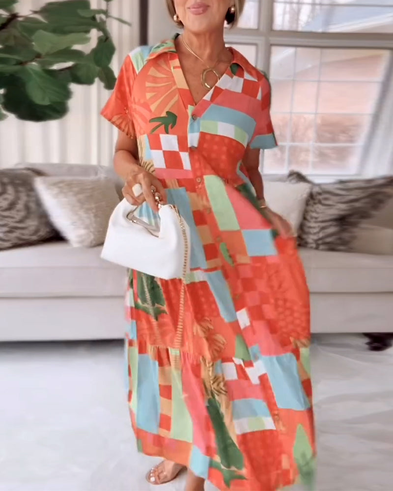Casual jurk met print en korte mouwen