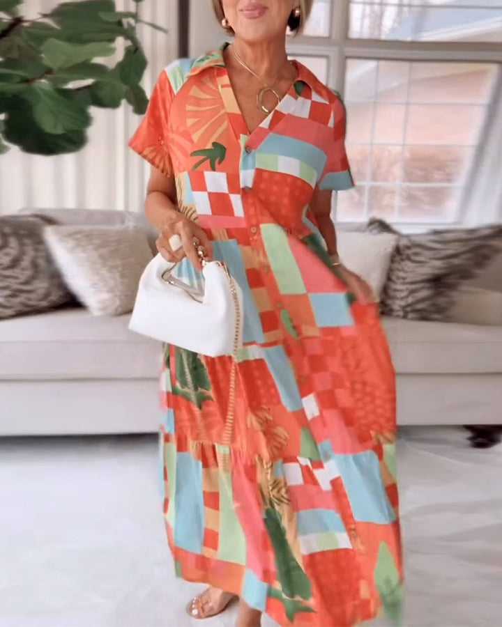 Casual jurk met print en korte mouwen