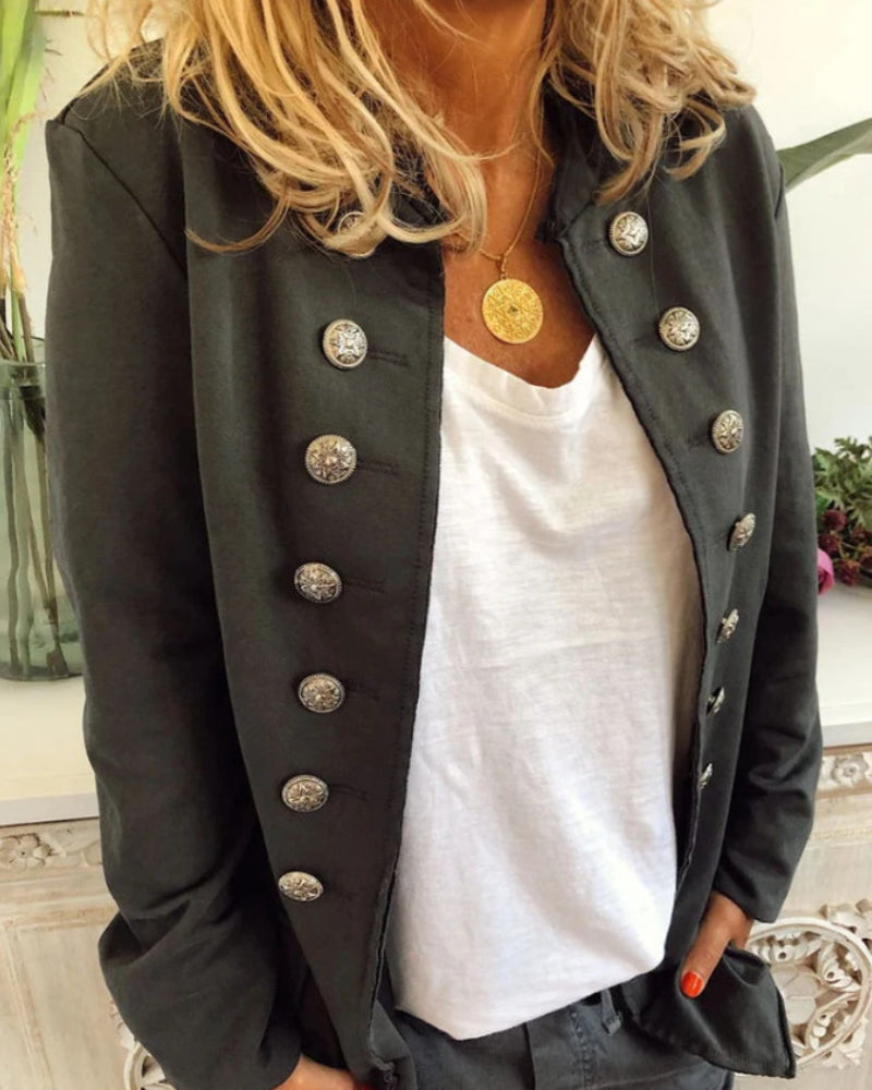 Slim-Fit Jas met Opstaande Kraag