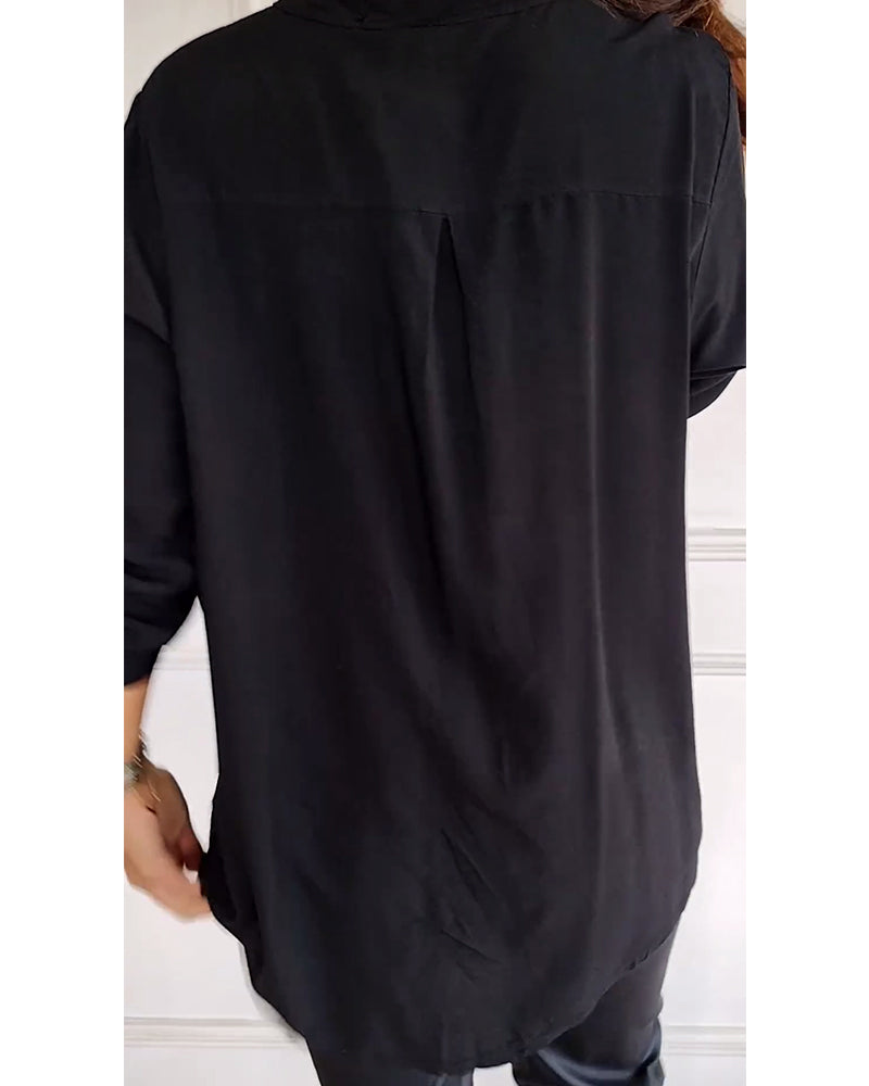 Casual top met sequin-panelen en knoopjes