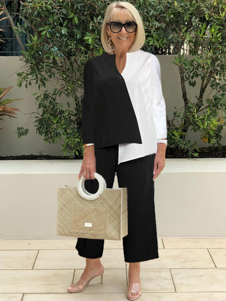 Tweedelig set met asymmetrische zoom top & broek